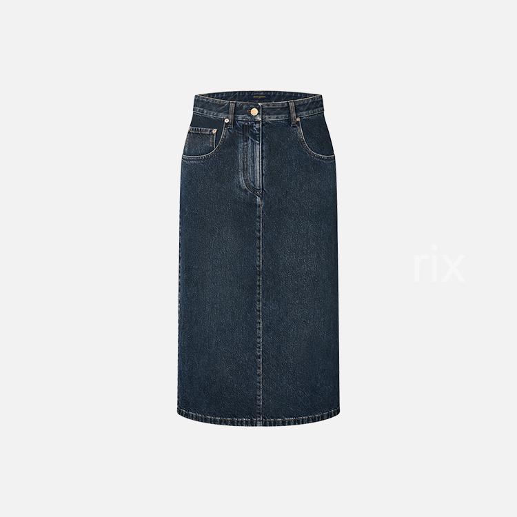 루이비통 노티컬 LV 패치 데님 미디 스커트
