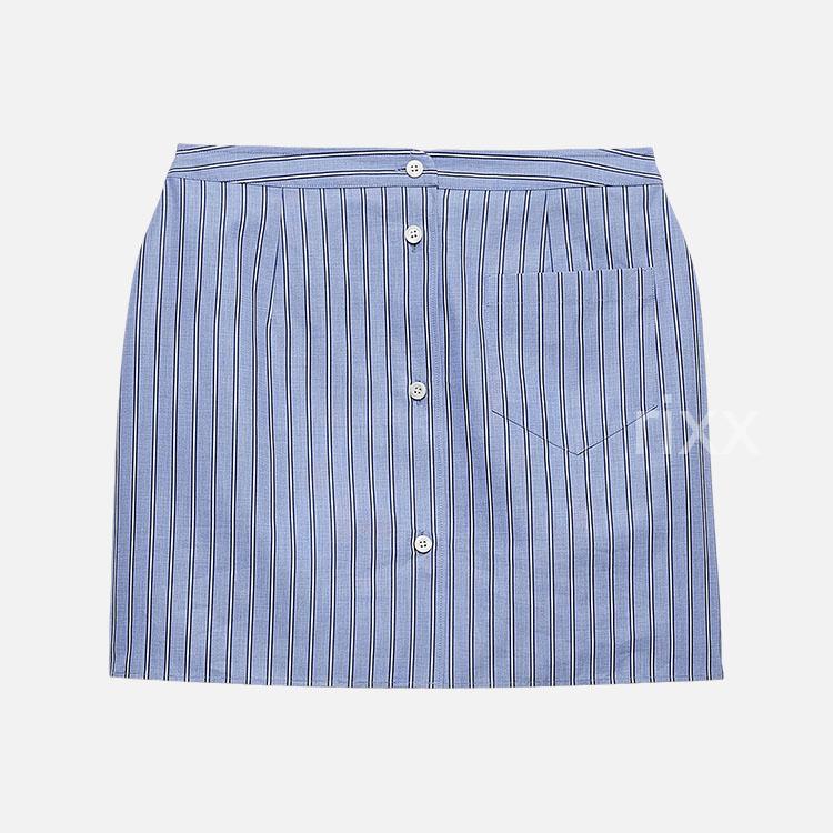 프라다 스트라이프 샴브레이 미니 스커트