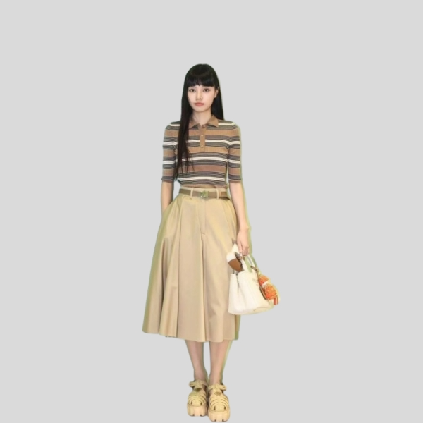 미우미우 뉴 클래식 스트라이프 폴로 티
